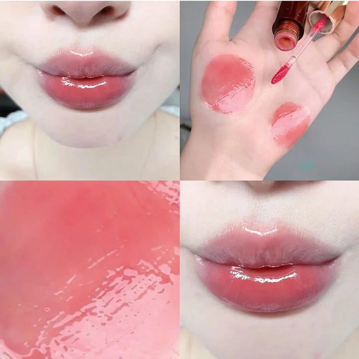 Rynx | Retro Clear Lip Glaze Gloss Mirror Glitter Non Stick Cup Brighten Jelly Dark Lipstick Red Brown Alternatives Lip Ink Tint Korean Makeup