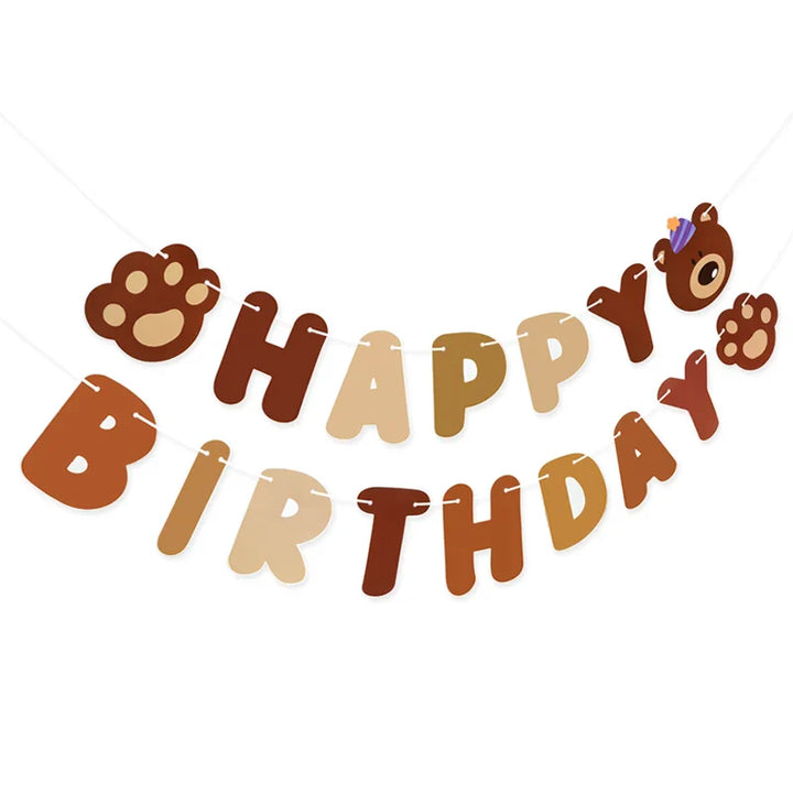 Rynx Brown Teddy Bear Birthday Letter Banner Garland For Kids Boy Girl Birthday Party Decoration Accessories Hanging Flags