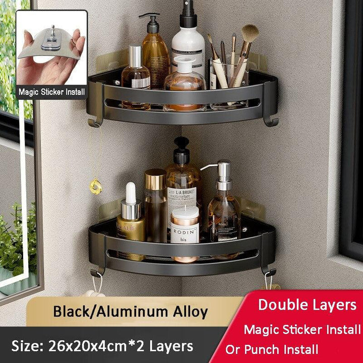 Lisslune | Stylish Aluminum Corner Shelf without Drilling for Easy Installation