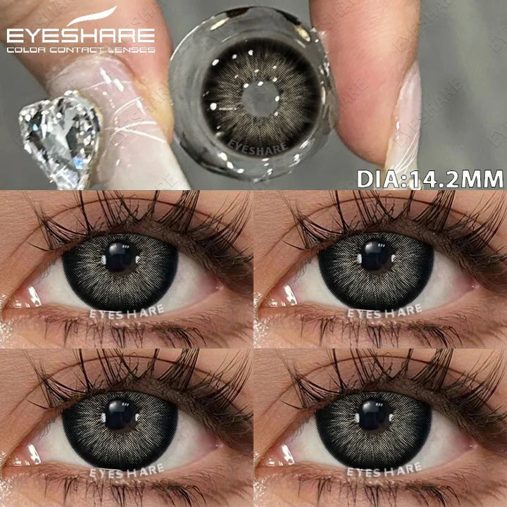 Rynx | 1 Pair colored contact lenses for eyes Black lenses Cosmetic large eye lenses Gray pupil lenses Yearly Natural eye contacts