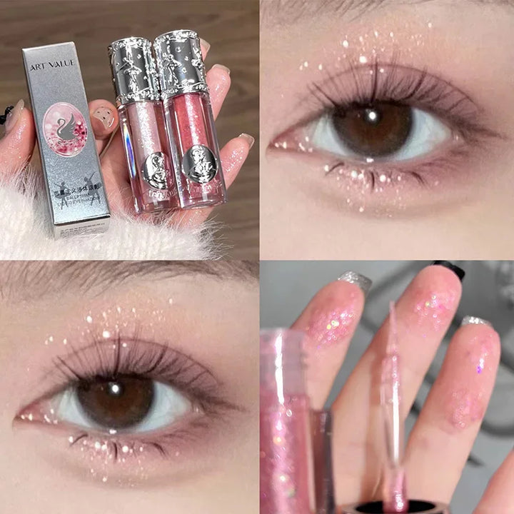 Rynx | 5 Colors Glitter Liquid Eyeshadow Highlighter Waterproof Pearlescent Shimmer Eyeshadow Sequins Lying Silk Moth Makeup Cosmetics
