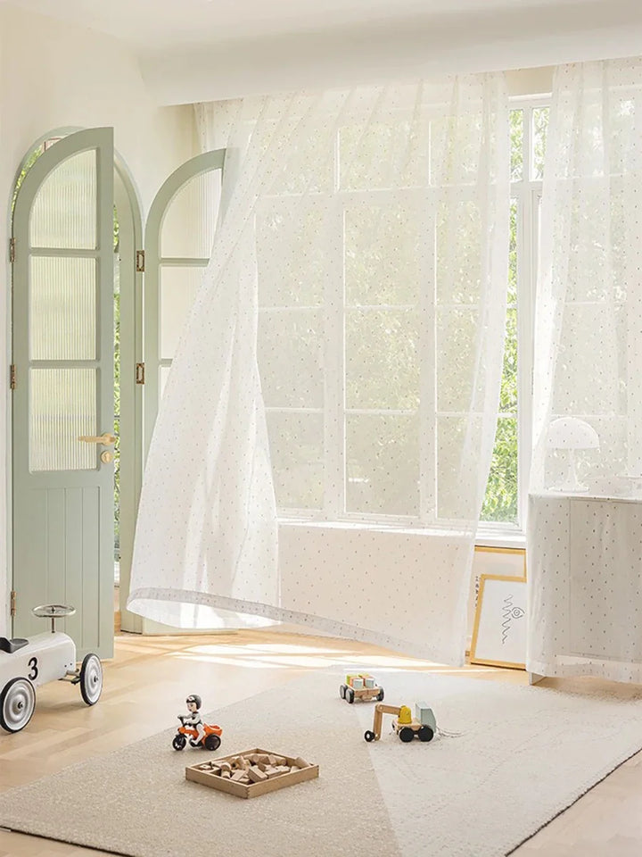 Rynx | Trendy simple gauze curtains bedroom curtain transparent tulle curtains colorful cartoon princess children's room curtain cotton