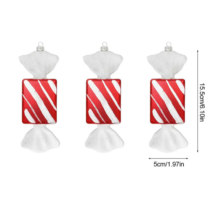 Rynx 3/6pcs Large Christmas Lollipop Red Candy Cane Pendant Xmas Tree Hanging Ball Ornament 2024 Christmas Decoration for Home New Year