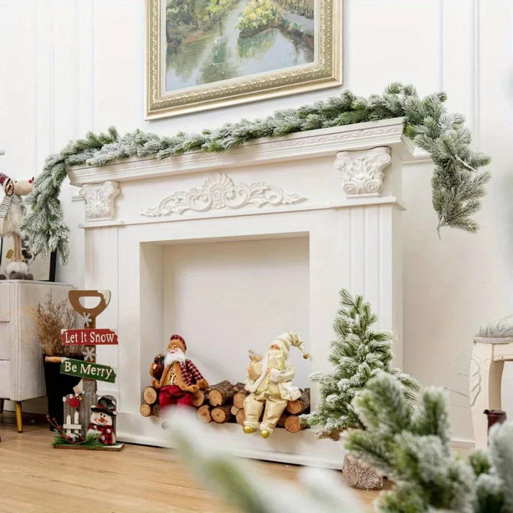 Rynx | Christmas Art-PE Hanging Rattan Decorative Cedar Garland with LED Light Garland for Mantel Tablecloth