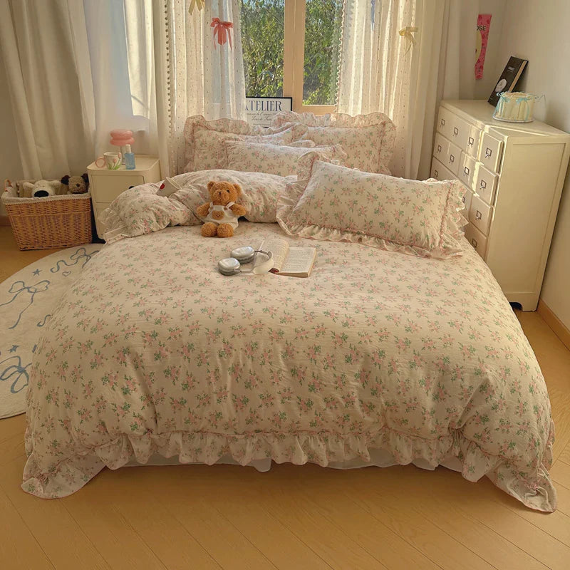 Rynx | Cute Print Bed Sheet Set Girls' Room Bedding Set Single/Double/Queen/King Size Bedding Set Soft Bedding sábanas para cama