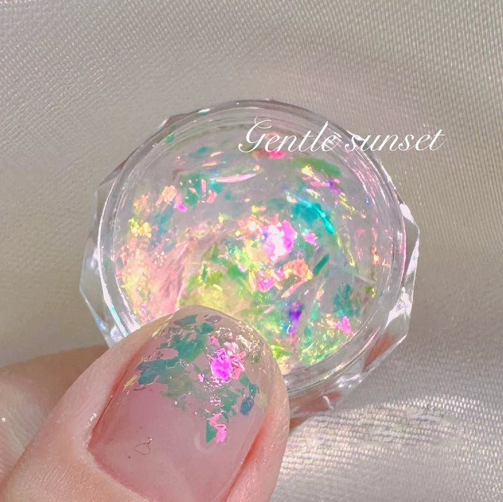 Rynx |1Jar Aurora Chameleon Snowflake Ultra-Thin Iridescent Nail Sequins Holographic Opal Eyeshadow Ice Glitter Nail Chameleon Flakes