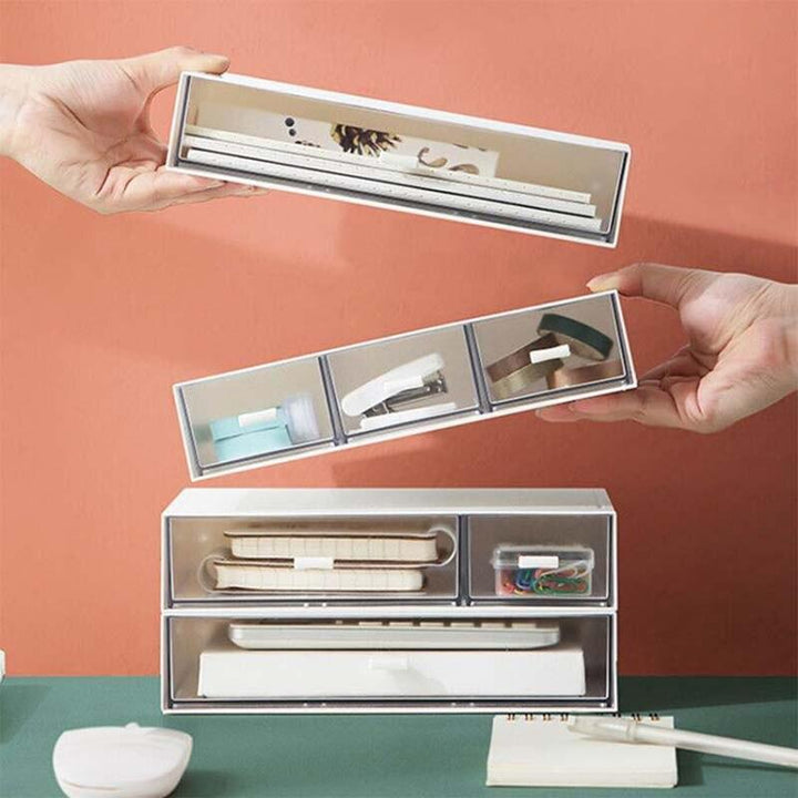 Lisslune | Slim stackable white plastic desk organizer for maximum efficiency at the workplace