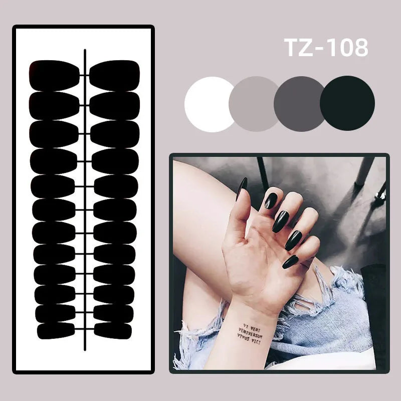 Rynx | 24 pcs. Blue Butterfly Ballet Press-On Nails Art Love Flowers Design Art Nails French Removable Fashion Artificial Nail Tips Manicure