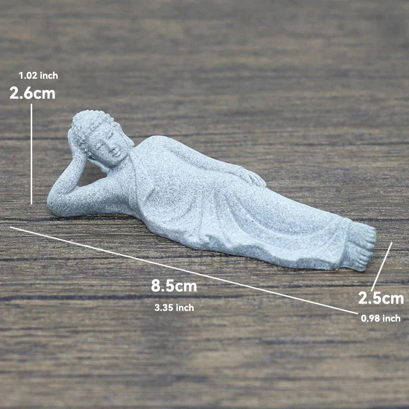 Lisslune | Buddha Stone Statue Small Buddhist Monks Tibetan Buddhism Figures Zen Garden Ornament Meditation Home Aquarium Decoration