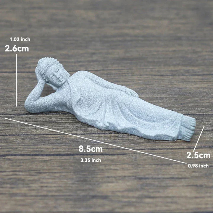 Lisslune | Buddha Stone Statue Small Buddhist Monks Tibetan Buddhism Figures Zen Garden Ornament Meditation Home Aquarium Decoration