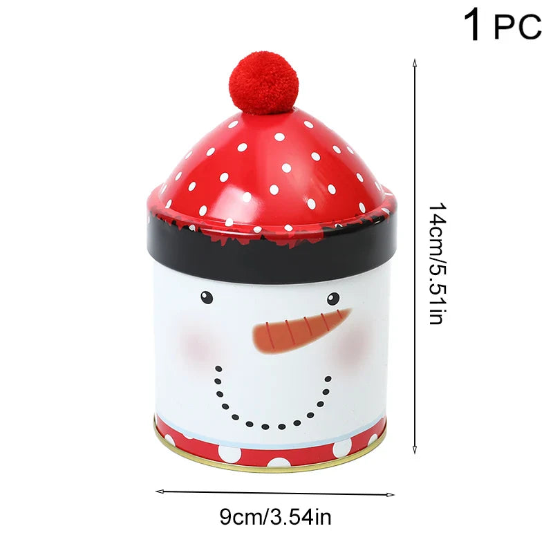 Rynx Christmas Candy Storage Box Can Metal Jar Biscuit Packaging Box Christmas Party Decoration Accessories New Year Children's Gift