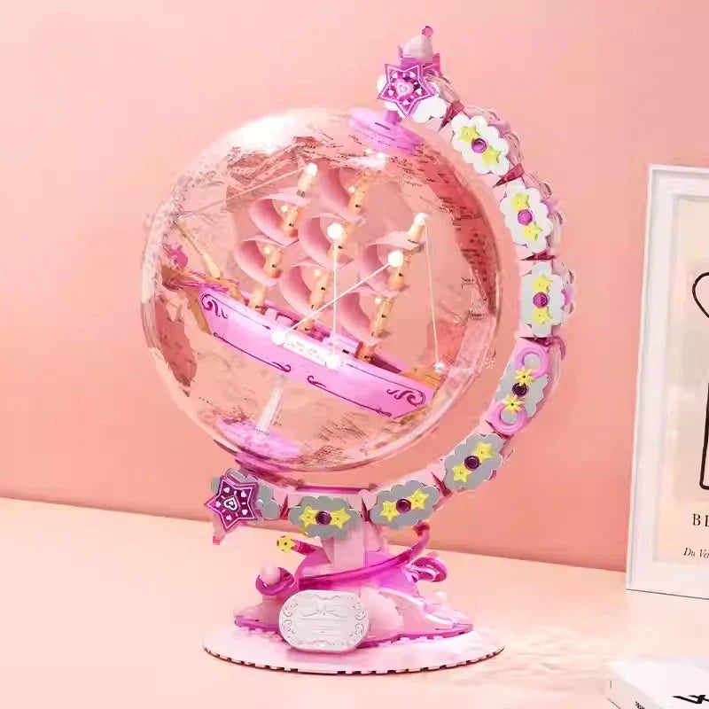 Lisslune | Fantasy Dream Pink Sailboat Globe Decor