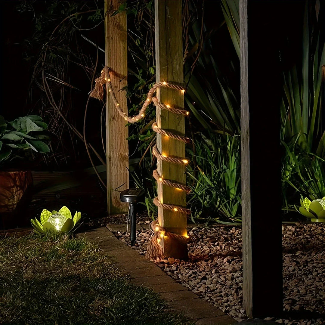 Lisslune | SolarRope | Solar-powered hemp rope light | Sustainable decorative lighting for garden & terrace