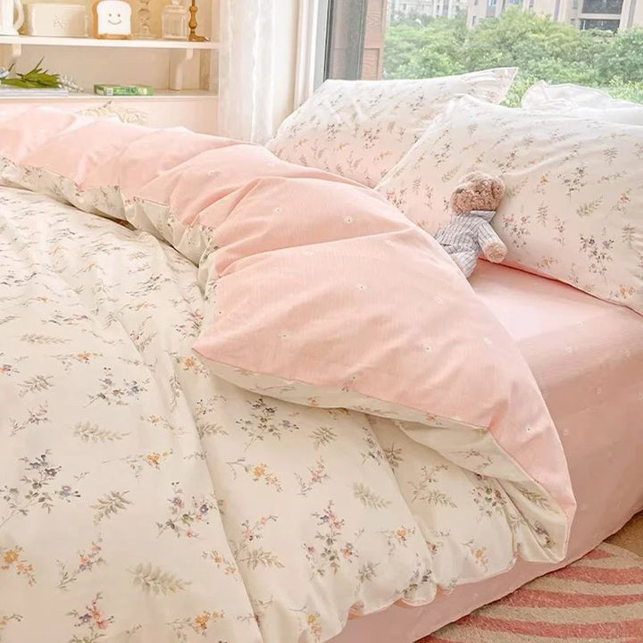 Rynx | In Pink Flowers Bedding Set Flat Bed Sheet Duvet Cover Twin Full Queen Nordic Bedding Boys Girls Bedding Sets Flower Cherry