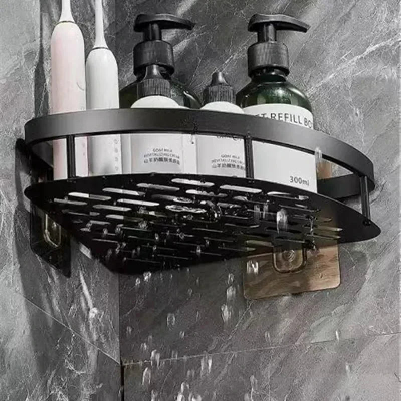 Lisslune | Corner Holder Aluminum Wall Shelf – Space-Saving Bathroom Organizer Without Drilling