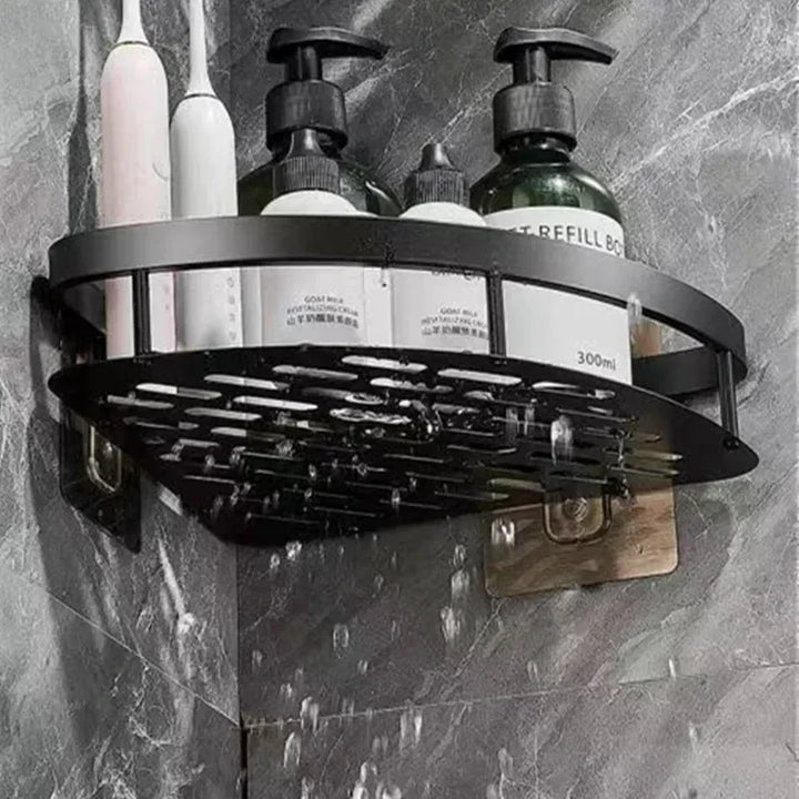 Lisslune | Corner Holder Aluminum Wall Shelf – Space-Saving Bathroom Organizer Without Drilling