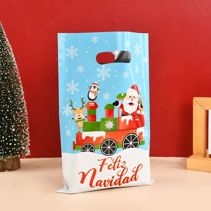 Rynx 10/30 Piece Christmas Gift Bags Cartoon Plastic Candy Cookie Packaging Bags 2024 Christmas Decoration for Home Kids New Year Gift 2025