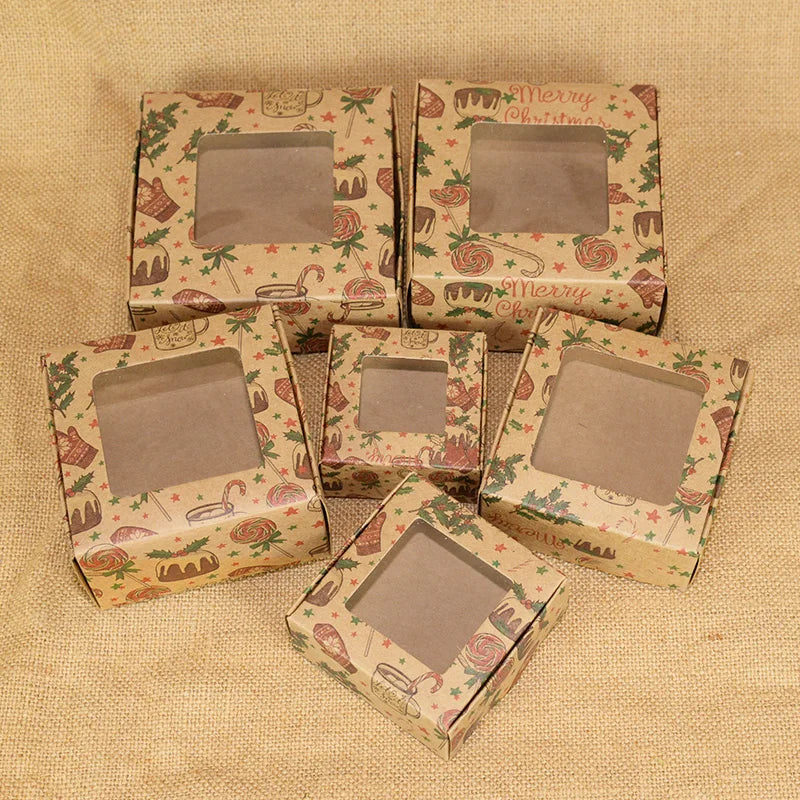 Rynx 6pcs Kraft Paper Gift Boxes Marbling Style DIY Handmade Candy Chocolate Packaging Birthday Party Wedding Decoration Christmas Gift