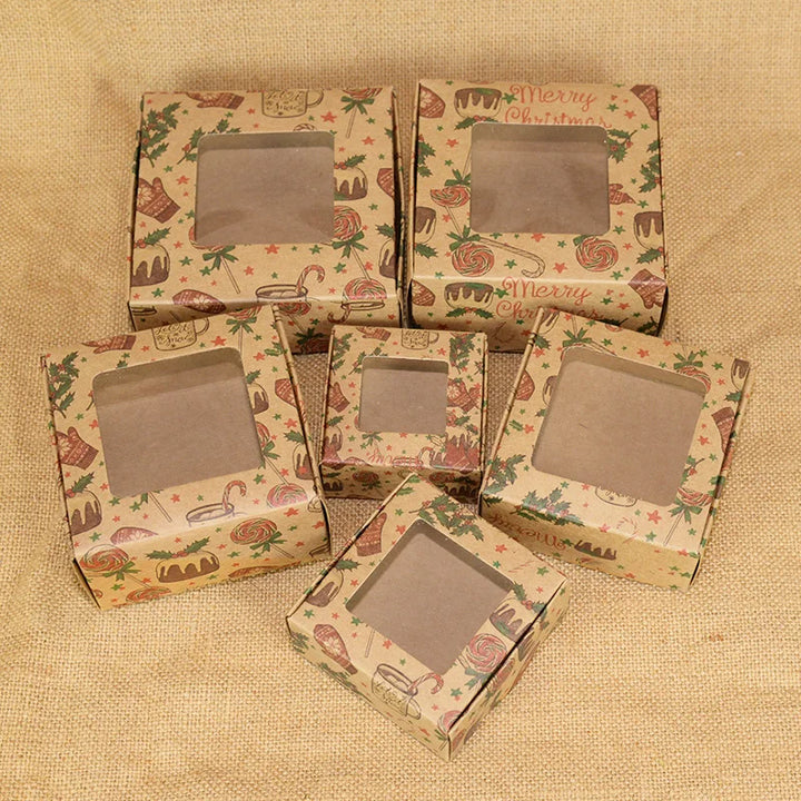 Rynx 6pcs Kraft Paper Gift Boxes Marbling Style DIY Handmade Candy Chocolate Packaging Birthday Party Wedding Decoration Christmas Gift