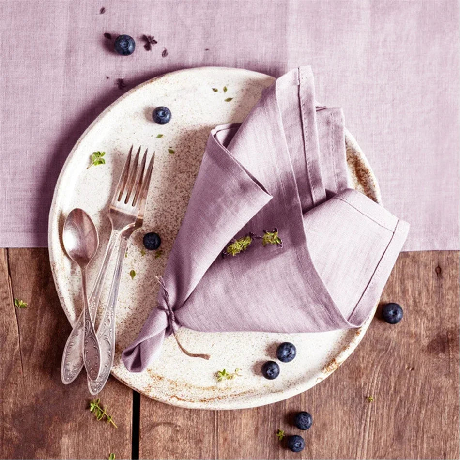 Rynx | 12PCS pure linen table napkins, 40x40cm sage green soft comfortable tea towel, square napkin for wedding dinner party decoration
