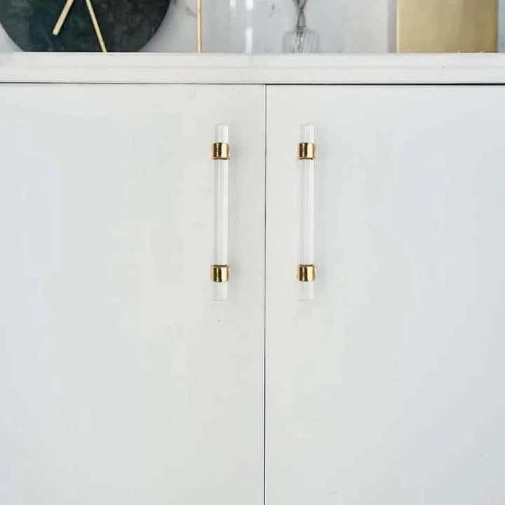 Lisslune | Luxurious gold acrylic drawer knobs with crystal embellishments - Stylish cabinet handles