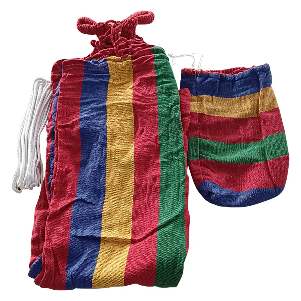 Lisslune | 1-2 Personen Stoffhängematte mit Baumgurten 120 kg Tragfähigkeit Streifenhängematte Anhänger 260x80 cm für drinnen und draußen mit Tragetasche