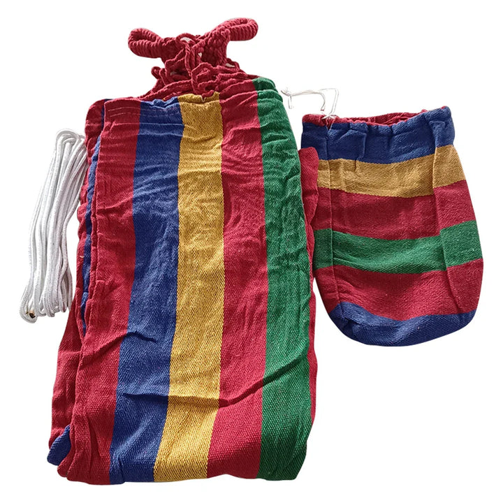 Lisslune | 1-2 Personen Stoffhängematte mit Baumgurten 120 kg Tragfähigkeit Streifenhängematte Anhänger 260x80 cm für drinnen und draußen mit Tragetasche