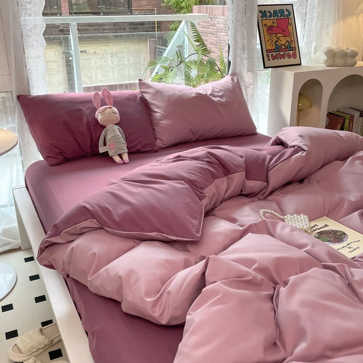 Rynx | Mashup color-grown cotton bedding set with pillowcase bed sheet single full bedding orange duvet cover queen/king double bed