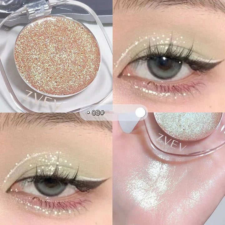Lisslune | Lila Blau Glänzende Lidschatten-Palette Schimmer Perle Zerbrochene Diamanten Lidschatten Aufhellen Auge Klarer Glanz Makeup Lidschatten-Palette