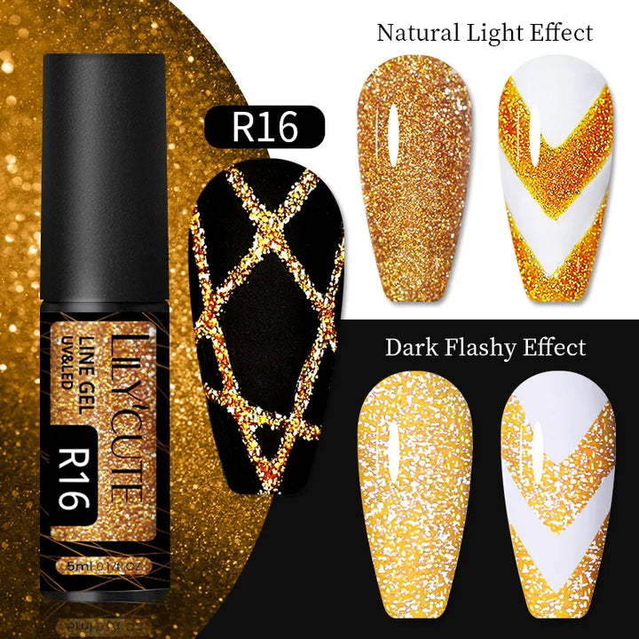 Rynx | 5ml Colorful Reflective Liner Gel Nail Polish Super Bright Painting Glitter Gel Graffiti Stripe Design Polish Manicure