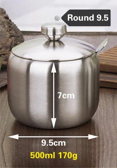 Lisslune | Elegant stainless steel spice storage and dispensing set with spoon