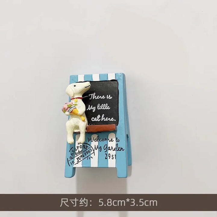 Rynx | 3D Refrigerator Magnet Puppy Cartoon Cat and Dog Refrigerator Sticker Anti-theft Entrance Door Decorative Magnetic Creative Message