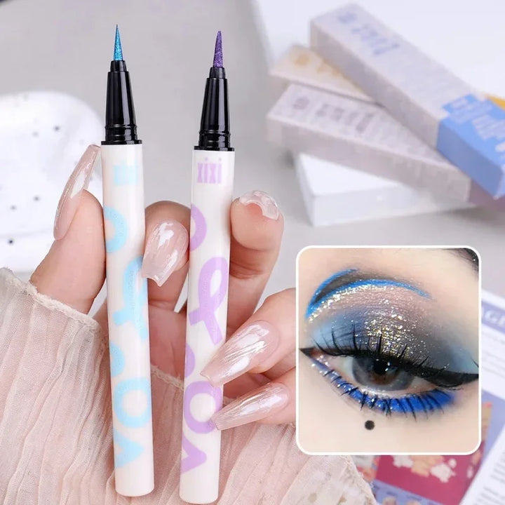 Rynx | Glitter Liquid Eyeliner Pen Waterproof Purple Pink Blue Eye Liner Pen Long-lasting Quick Dry Eye Makeup Cosmetics