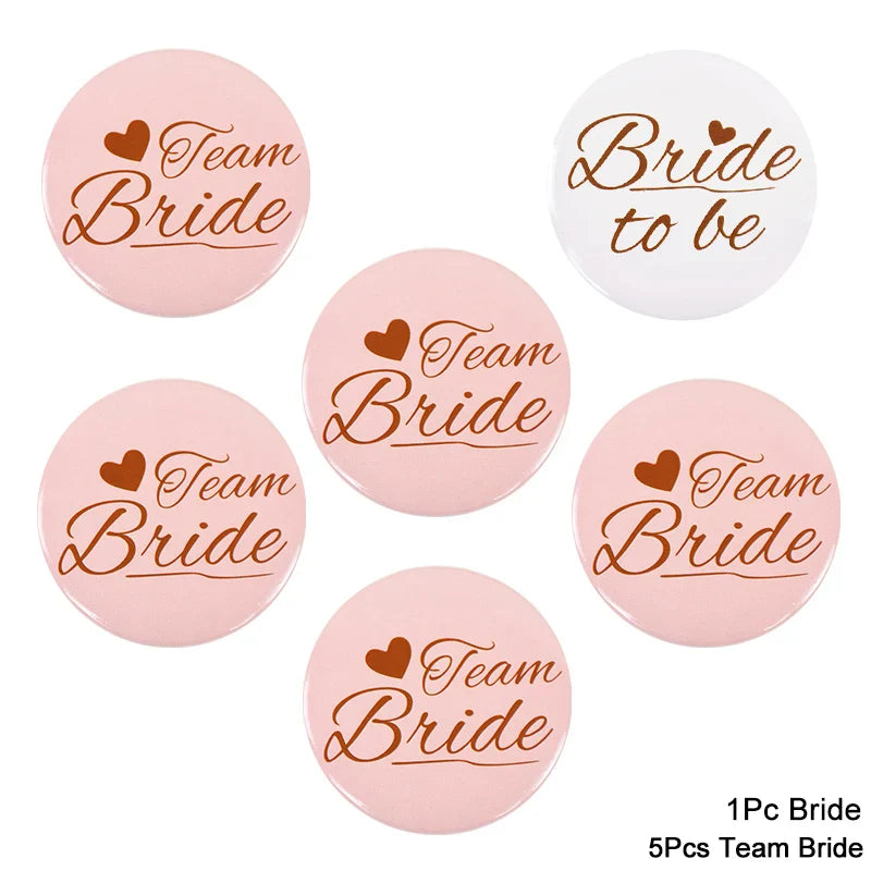 Rynx 12/1pcs Bride to be Team Bride Badge for Wedding Party Decor Bridesmaids Gift Bachelorette Party Hen Night Accessories