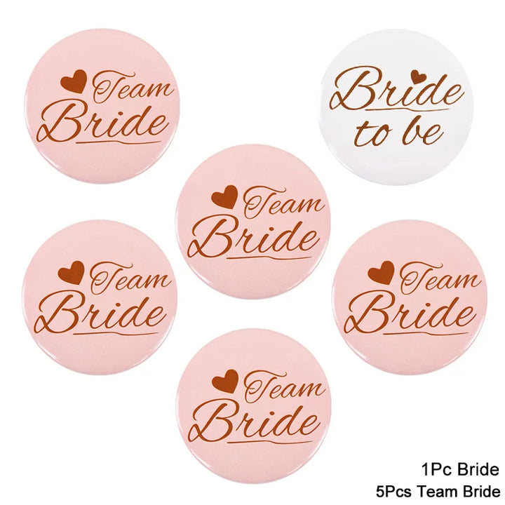 Rynx 12/1pcs Bride to be Team Bride Badge for Wedding Party Decor Bridesmaids Gift Bachelorette Party Hen Night Accessories