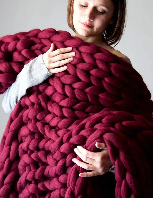Lisslune | Chunky Knit Blanket – Cozy Wool Blanket for Every Room – Soft & Warm – Perfect for Sofa and Bed