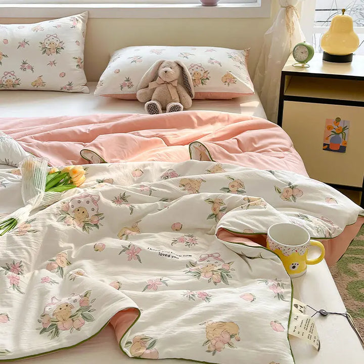 Rynx | Summer blanket Climate blanket Flower girl Heart Class A Double-layer yarn Summer cool soft Machine washable