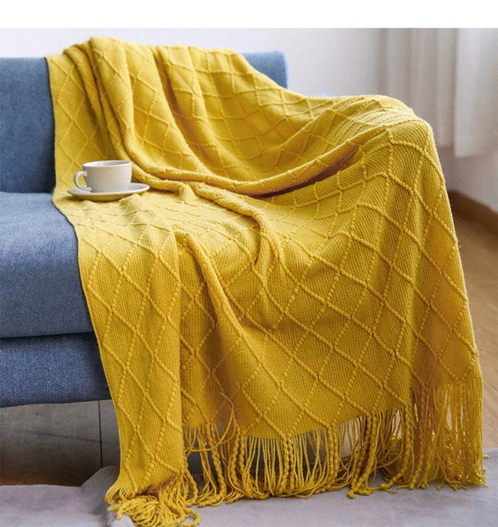 Lisslune | purple diamond knit blanket