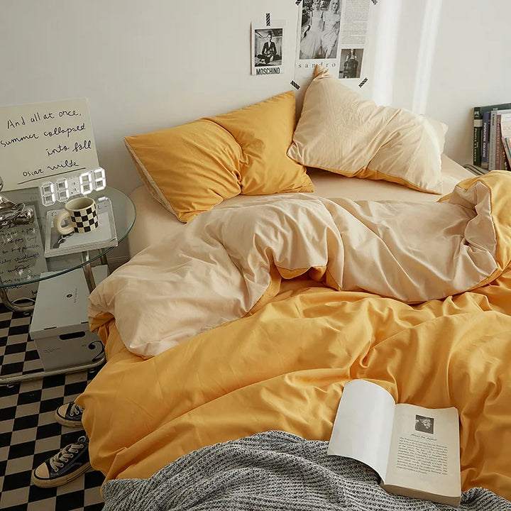 Rynx | Bedding set in double style color washed cotton bed sheet duvet cover 3-piece set bedspread set queen king size