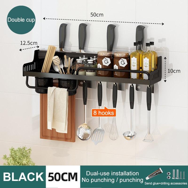 Lisslune | Wall-mounted aluminum kitchen organizer with chopstick holder - Maximize space efficiency