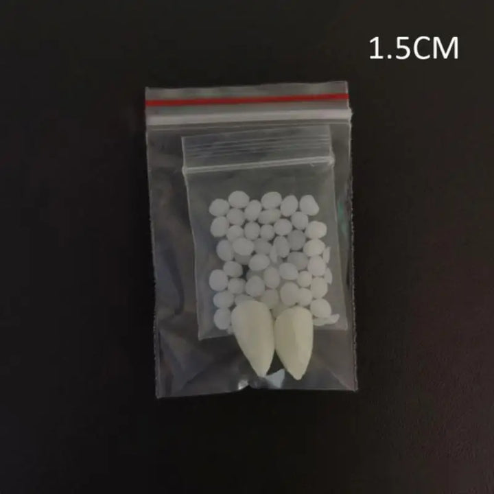 Rynx | 1 Pair Halloween Vampire Fangs Prosthetics Party Costume DIY Cosplay Props Decoration Artificial Teeth Resin Fangs with Strong Adhesive