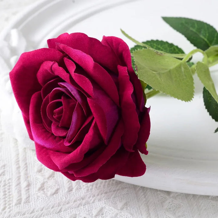 Lisslune | 20 pieces Realistic Velvet Silk Rose Bouquet