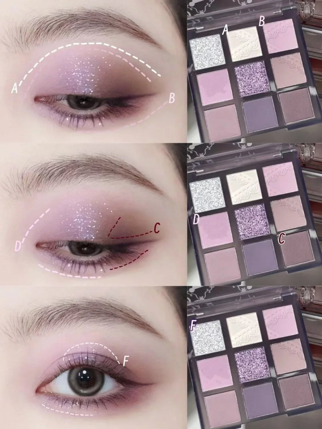 Rynx | Pearl Grey Lilac Eyeshadow Punk Smoke Purple 9 Color Eyeshadow Palette Make-up Palette Glitter Eye Pigment Palette