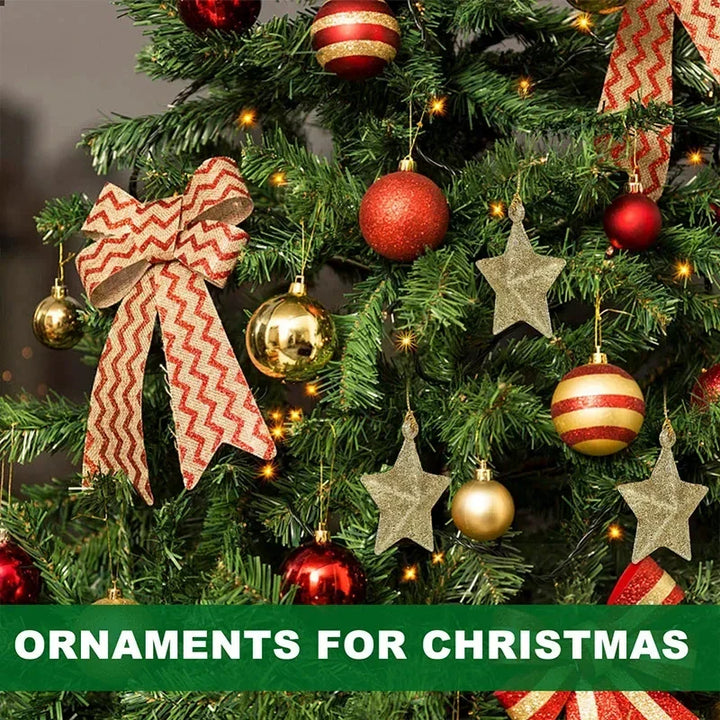 Rynx Gold Glitter Star Ornaments Christmas Tree Hanging Pendants Christmas Decorations for Home Navidad New Year Party DIY Gift