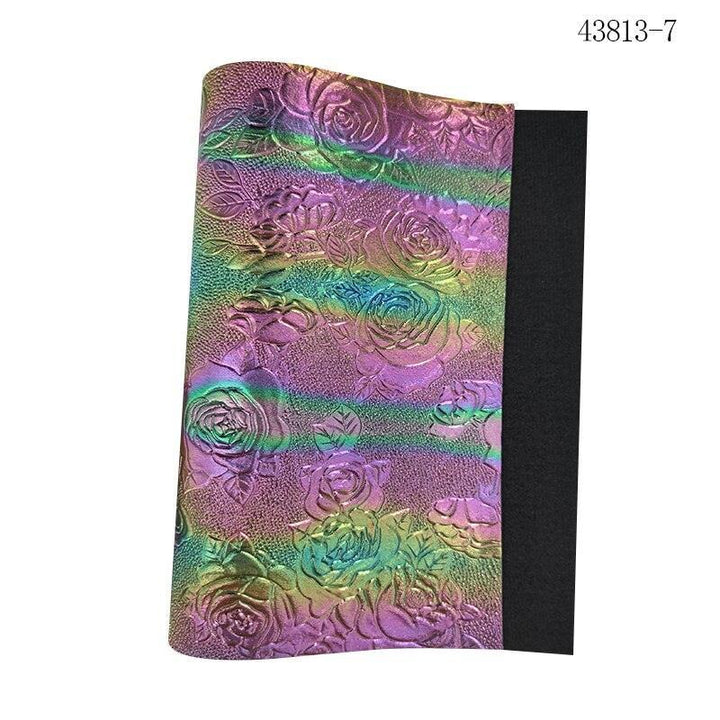 Lisslune | Elegant Rose Embossed Synthetic Leather Craft Sheets for Creative Projects