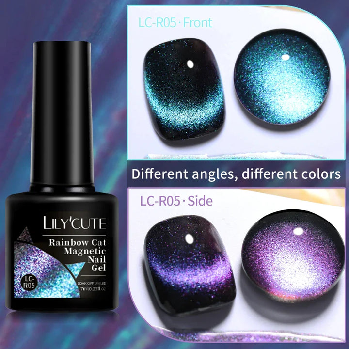 Rynx |7ML Snowlight Cat Magnetic Gel Nail Polish Grow-In-Dark Reflection Glitter Laser Semi-Permanent Soak Off UV Gel Nail Polish