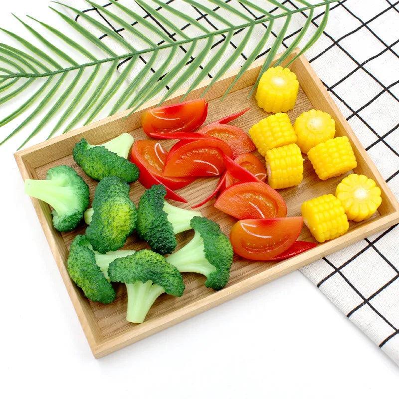 Lisslune | Levens echte kunstmatige groenteset - Realistic tomato, corn, and broccoli for restaurant displays and photography