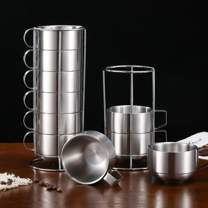 Lisslune | Elegant 6-piece set of insulated stainless steel tea cups for home and social gatherings
