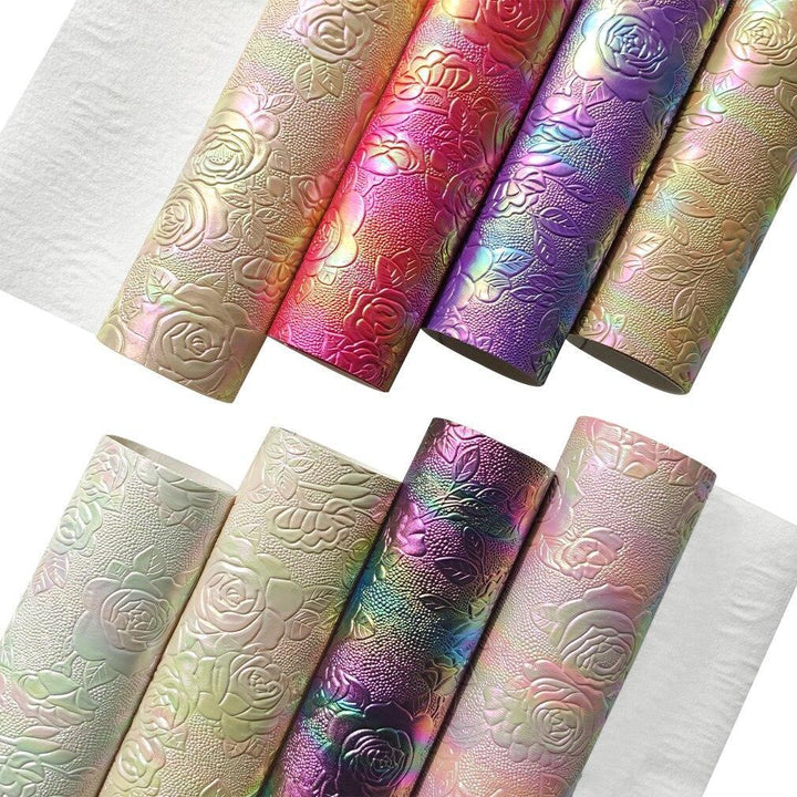 Lisslune | Elegant Rose Embossed Synthetic Leather Craft Sheets for Creative Projects
