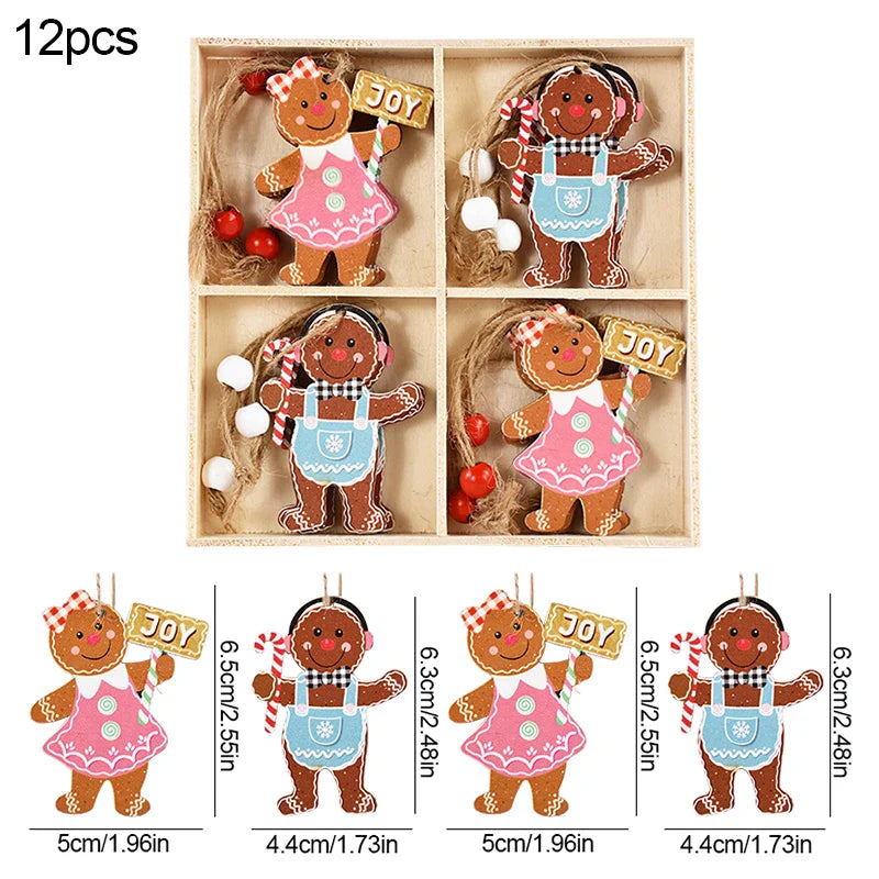Rynx Christmas Wood Pendant Gingerbread Man Gnome Christmas Tree Hanging Decoration Noel Navidad Decorations for Home New Year Gift